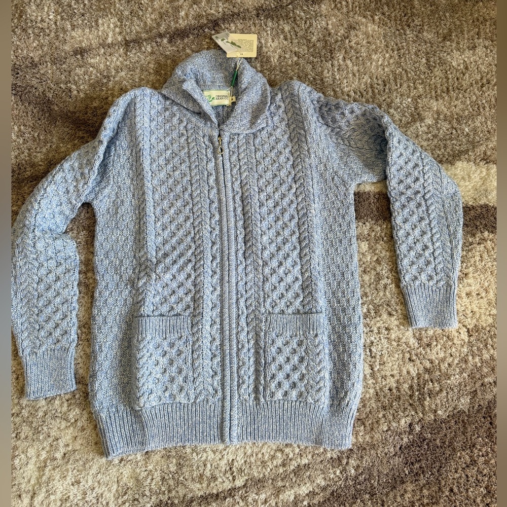 Aran Claddagh Zip Cardigan | 100% Merino Woo